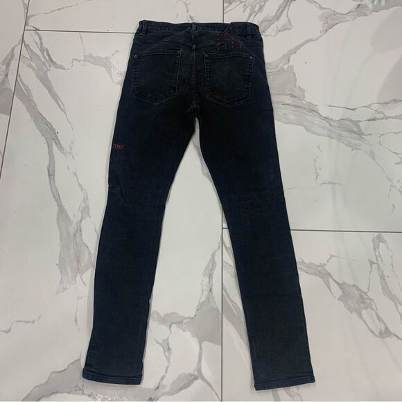 KSUBI Black Jeans Men’s 31 Chitch Laid Red Crosses Slim Fit Denim - Picture 2 of 14